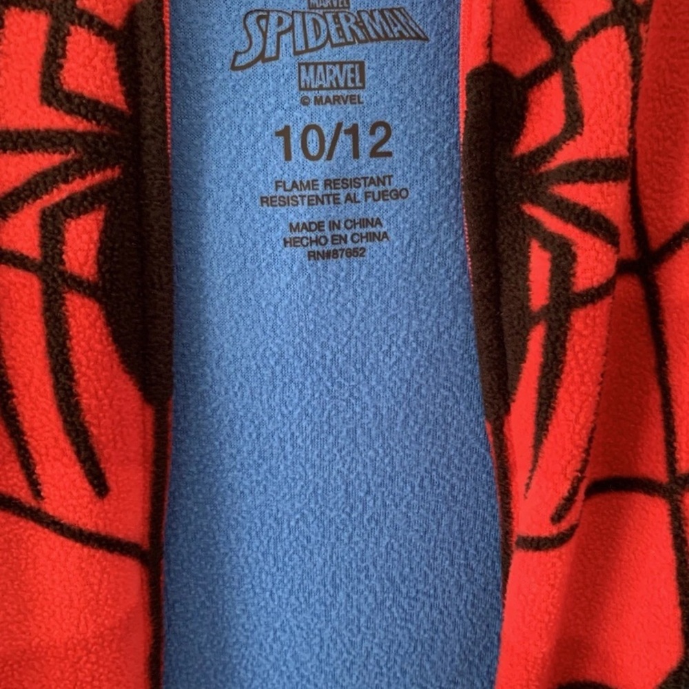 Marvel Spider-Man Superhero Kids Hooded Union Suit Fleece Costume Pajamas 10/12 - Picture 6 of 16